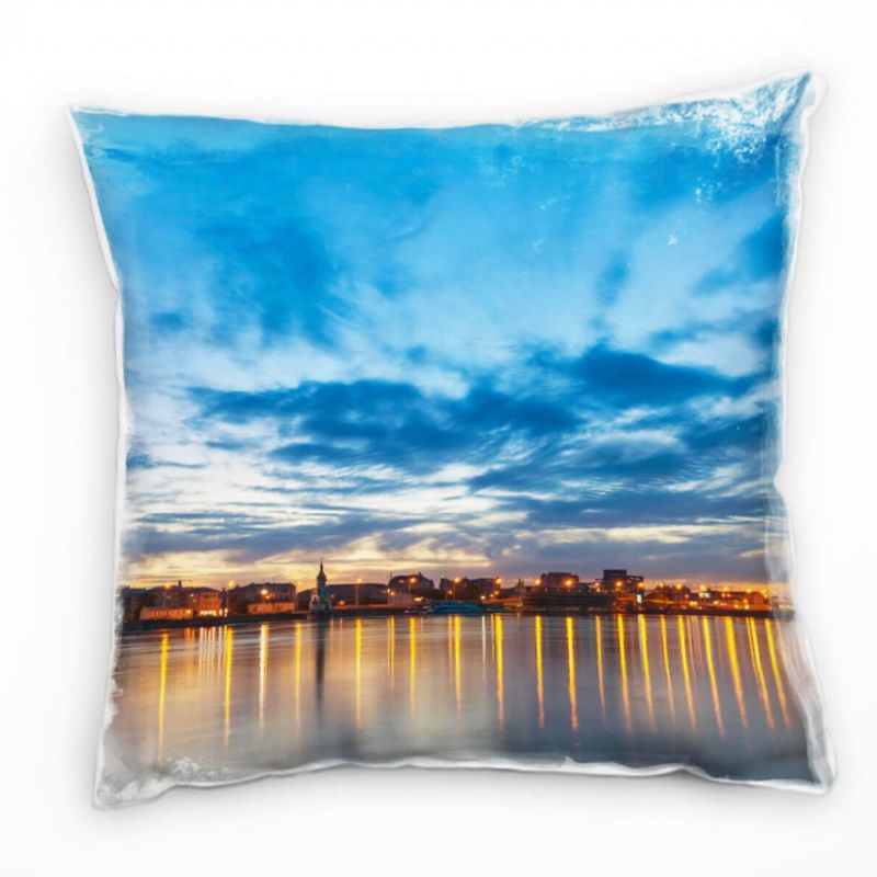 Seen, Stadt, blauer Himmel, blaues Wasser Deko Kissen 40x40cm für Couch Sofa Lounge Zierkissen