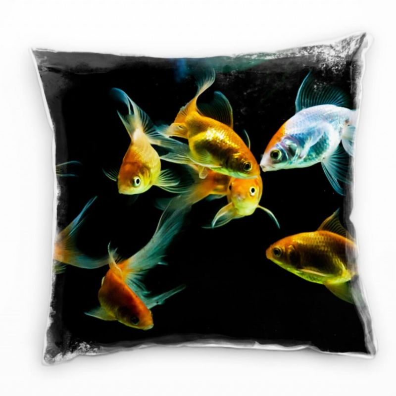 Tiere, Fische , orange, weiß Deko Kissen 40x40cm für Couch Sofa Lounge Zierkissen