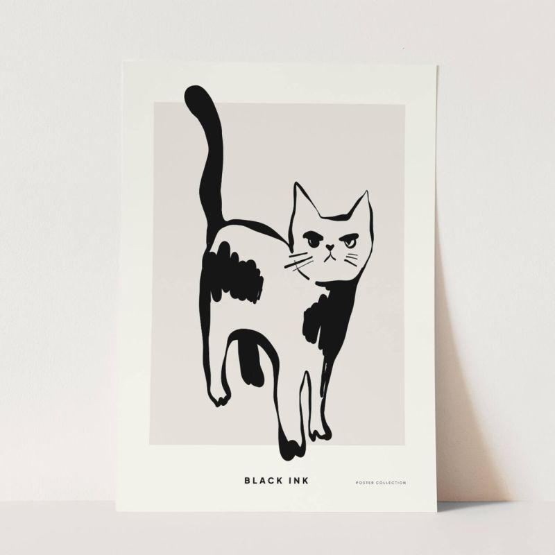 Black Ink dekorative Illustration Modern  schwarze Katze