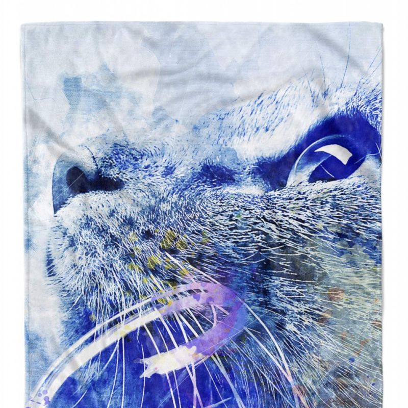 Handtuch Strandhandtuch Saunatuch Kuscheldecke SplashArt Tier Serie Kunstvoll Cat II Moti