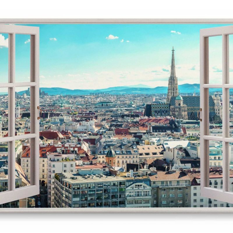 Wandbild 120x80cm Fensterbild Wien Österreich Kathedrale Altstadt Horizont