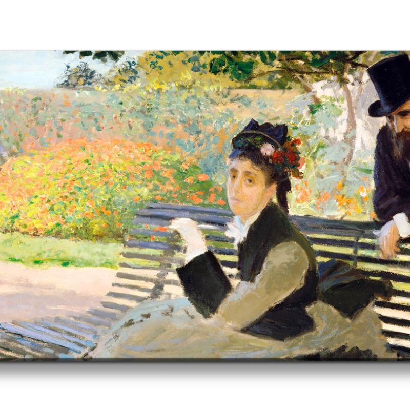 Remaster 120x60cm Claude Monet Impressionismus weltberühmtes Wandbild Camille Monet Parkbank