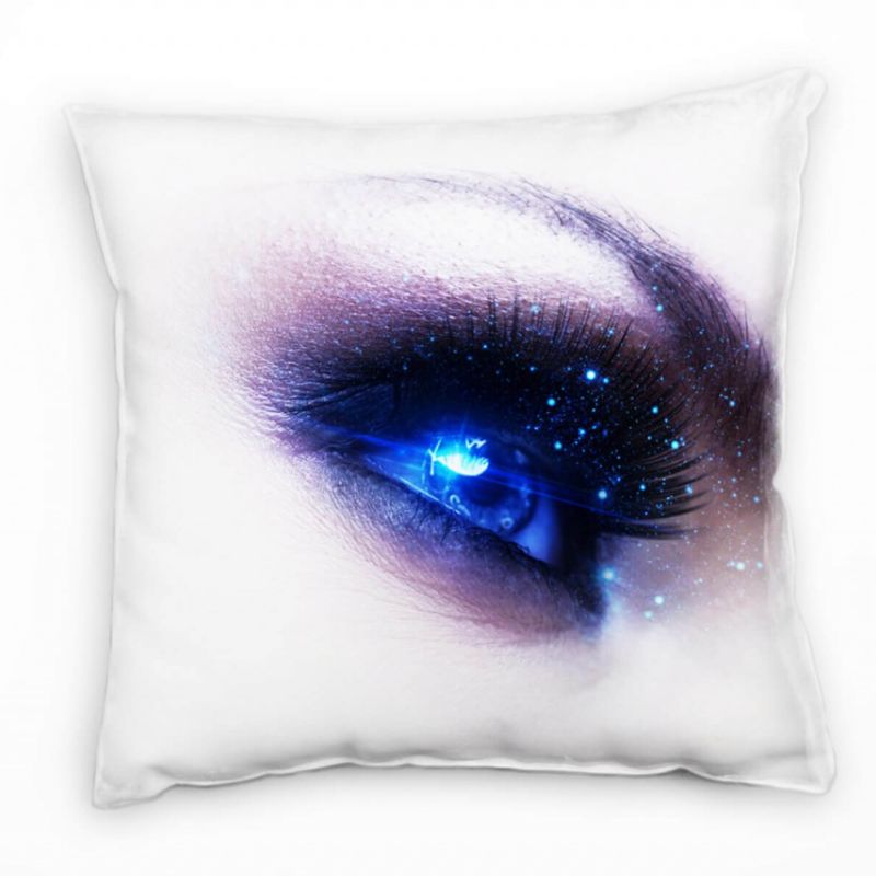 künstlerische Fotografie, blau, menschliches Auge, Nah Deko Kissen 40x40cm für Couch Sofa Lounge Zie