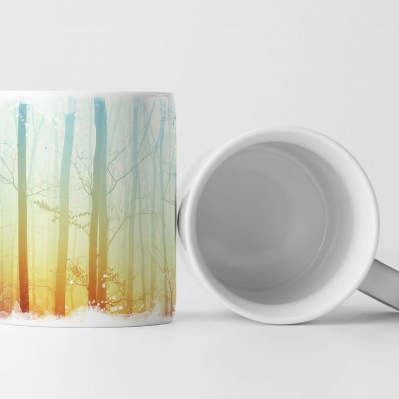 Tasse Geschenk Landschaftsfotografie – Mystisches Licht im Nebelwald