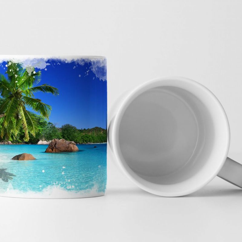 Tasse Geschenk Landschaftsfotografie – Strand auf der Praslin Insel Seychellen