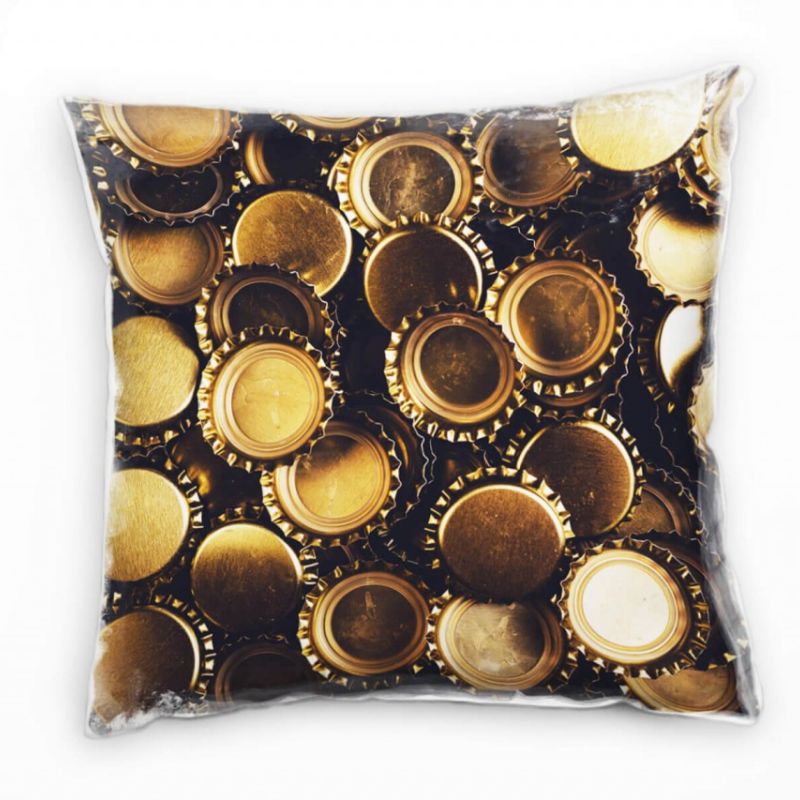 Macro, Bierdeckel, gold Deko Kissen 40x40cm für Couch Sofa Lounge Zierkissen