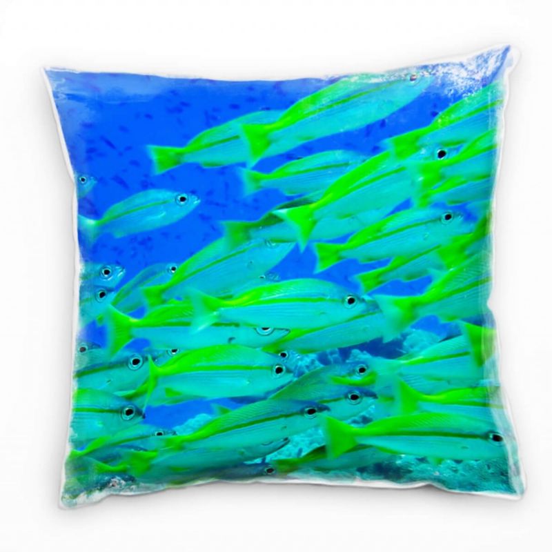 Tiere, Fische, Unterwasser, grün, blau Deko Kissen 40x40cm für Couch Sofa Lounge Zierkissen