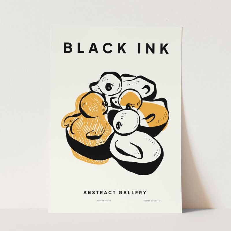 Black Ink dekorative Illustration Modern  kleine Enten