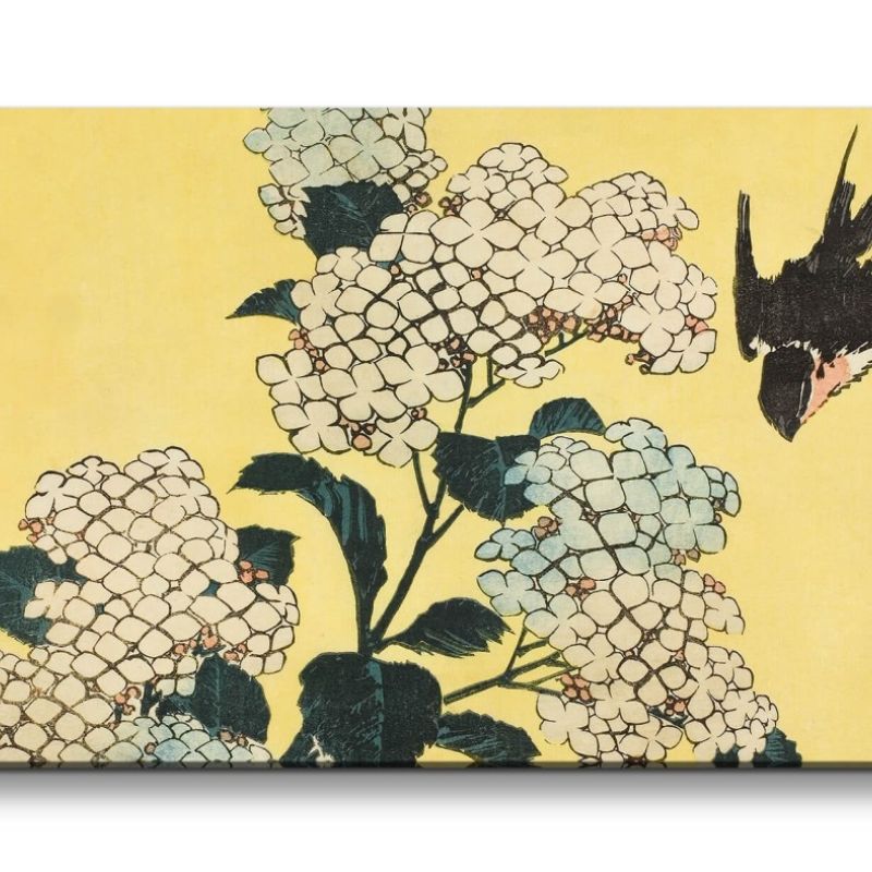 Remaster 120x60cm Traditionell japanische Kunst Blumen kleiner Vogel Zeitlos Harmonie