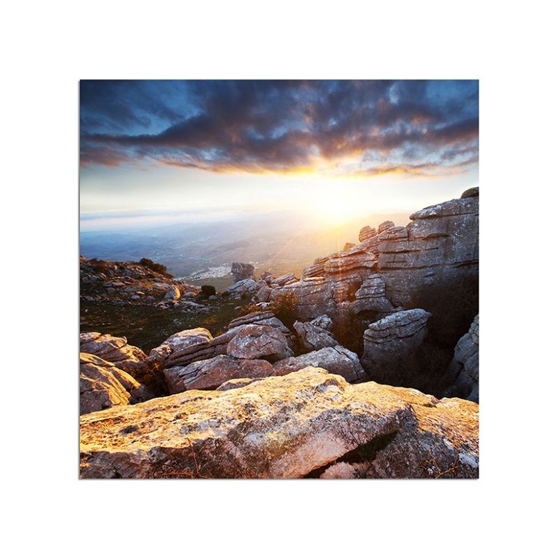 80x80cm Spanien Berge Landschaft Wolken Sonne