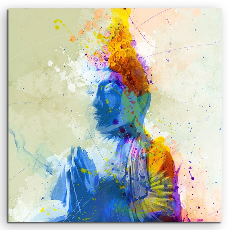 Buddha 60x60cm Aquarell Art Leinwandbild