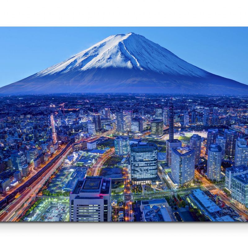 Skyline Mt. Fuji und Yokohama in Japan – Leinwandbild