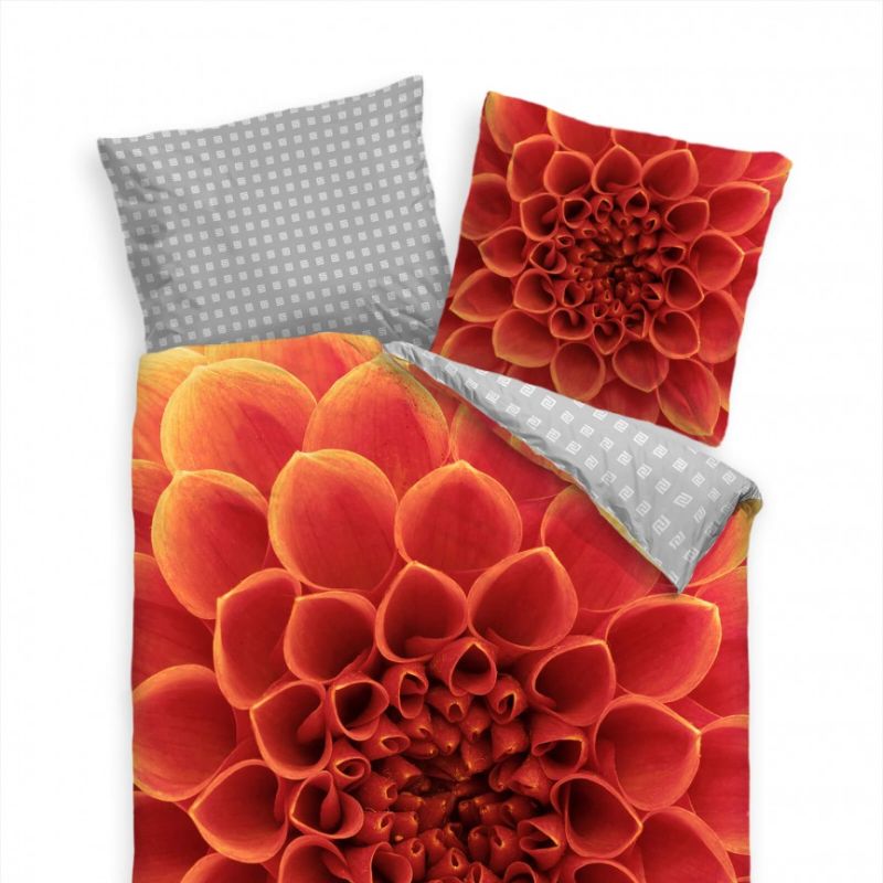 Blume Blte Makro Rot Gelb Bettwäsche Set 135×200 cm + 80x80cm  Atmungsaktiv