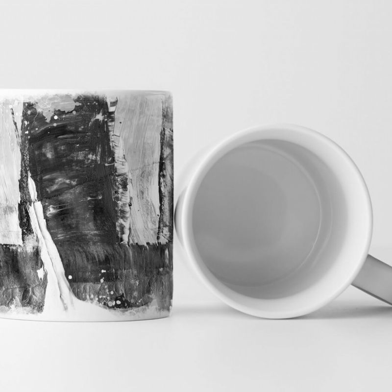 Tasse Geschenk dunkelgrau, hellgraue Abstraktion