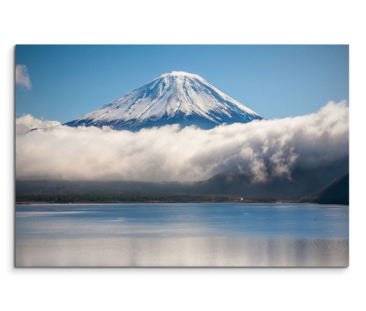 120x80cm Wandbild Fuji Berg See Schnee Wolken Winter