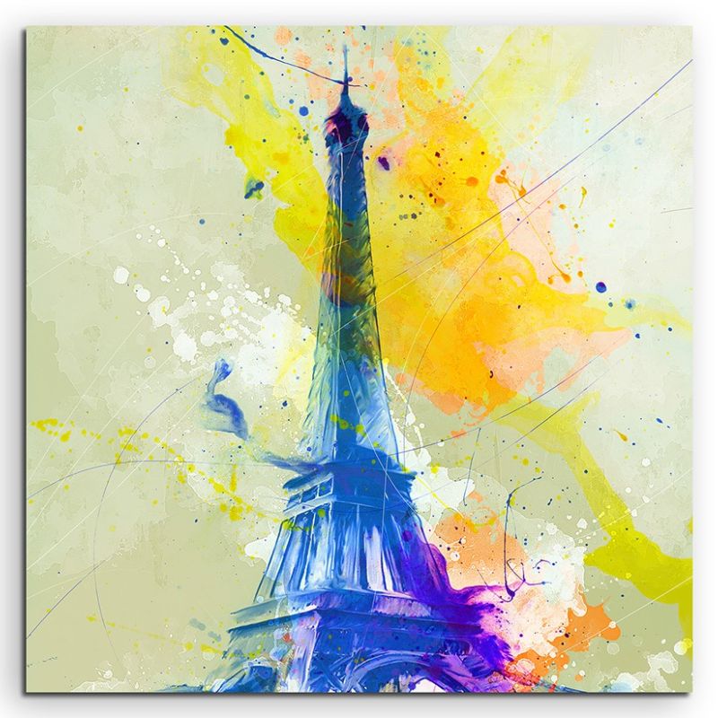 Paris 60x60cm Aquarell Art Leinwandbild