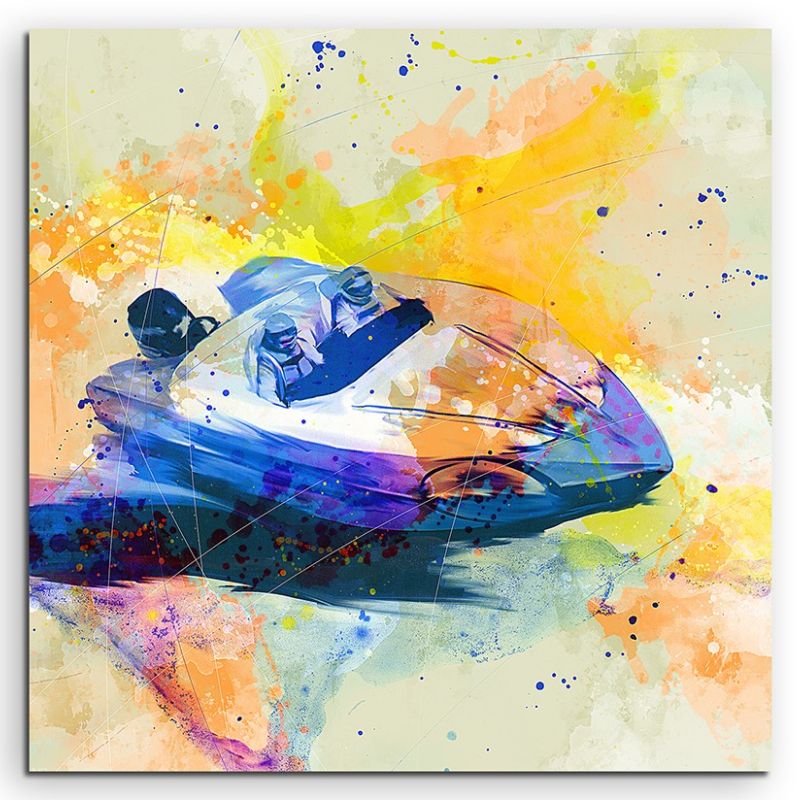 Speedboat I 60x60cm Aquarell Art Leinwandbild