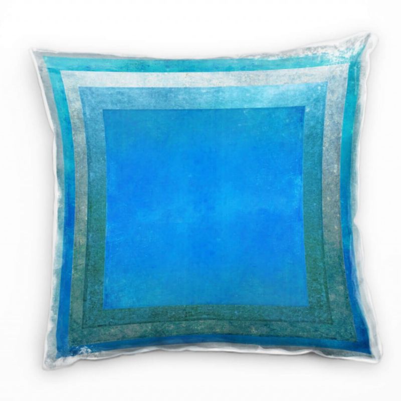 Abstrakt, Rechtecke, blau, grau Deko Kissen 40x40cm für Couch Sofa Lounge Zierkissen