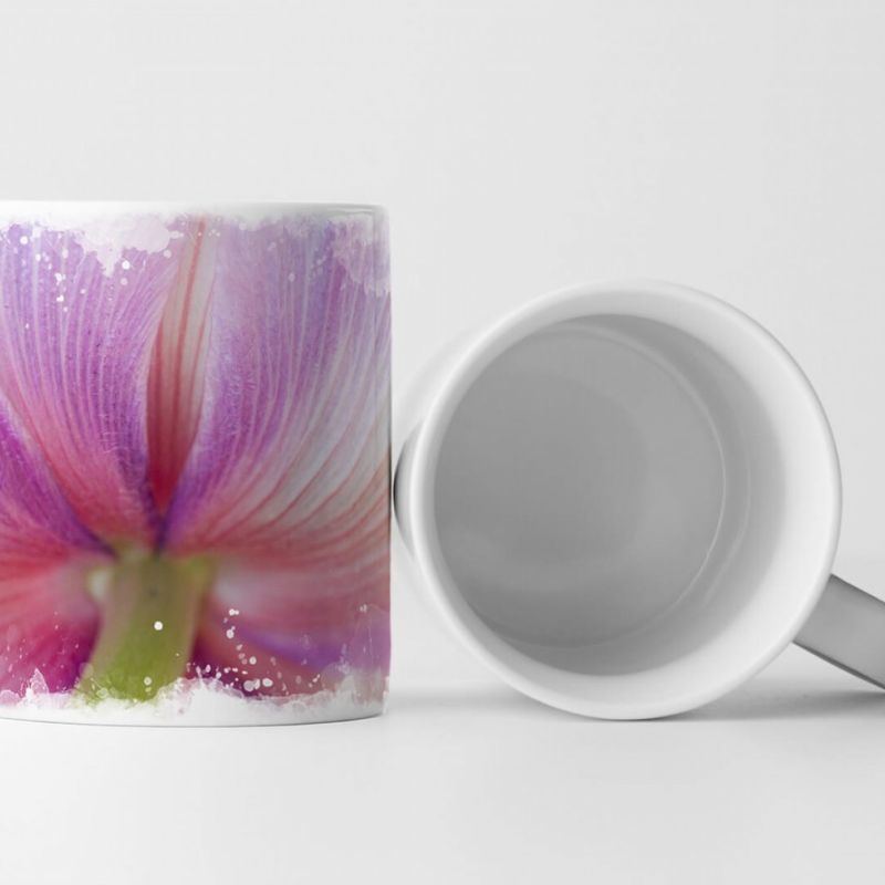 Tasse Geschenk Naturfotografie – Tulpe in Zartrosa mit feinen Linien