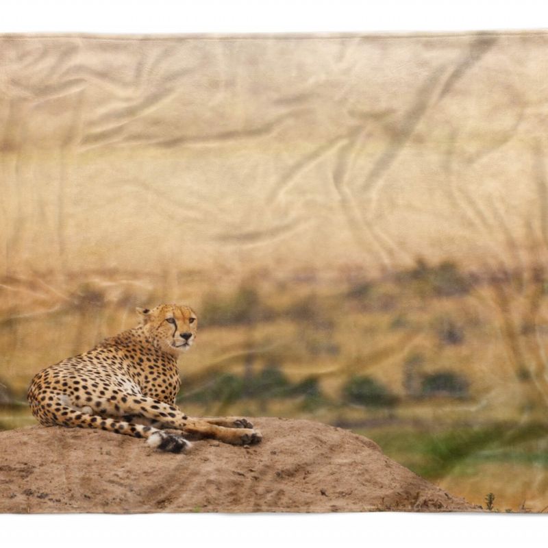 Handtuch Strandhandtuch Saunatuch Kuscheldecke  mit Tiermotiv Gepard Afrika Sava