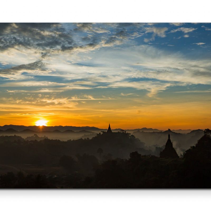 Sonnenuntergang Tempel Bagan in Mandalay, Myanmar – Leinwandbild