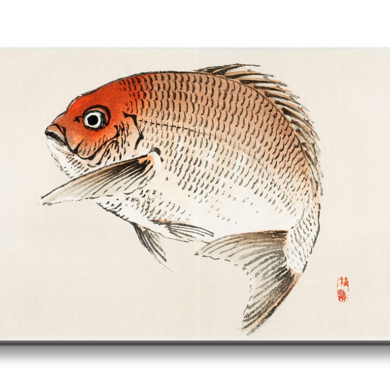 Remaster 120x60cm Traditionelle japanische Kunst Zeitlos Feng Shui Harmonie Fisch Koi Krapfen