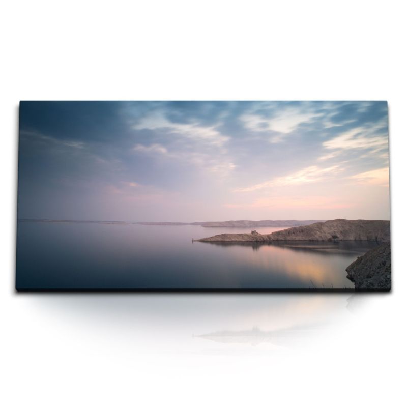 Kunstdruck Bilder 120x60cm Ozean Meer Küste Sonnenuntergang Horizont