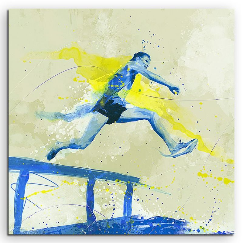 Hindernislauf 60x60cm SPORTBILDER Paul Sinus Art Splash Art Wandbild Aquarell Art