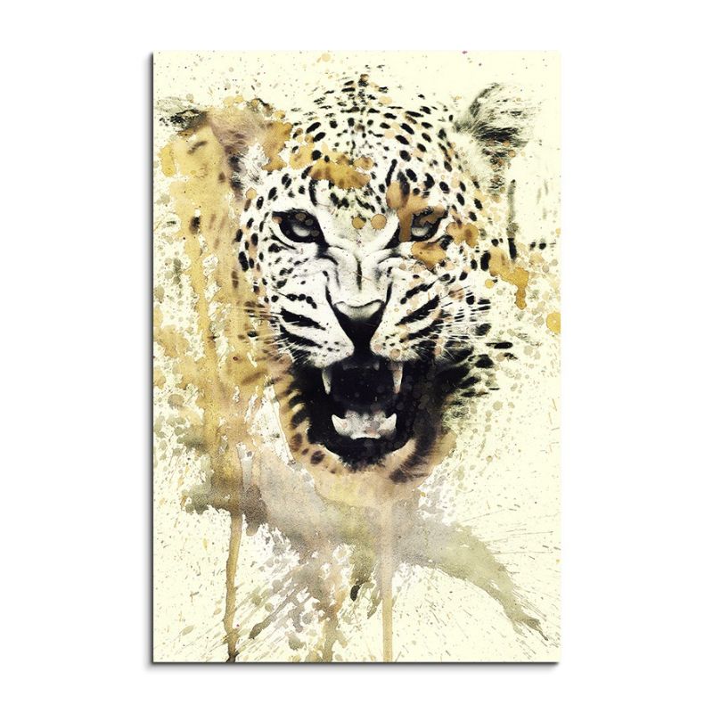 Leopard 90x60cm  Aquarell Art Leinwandbild