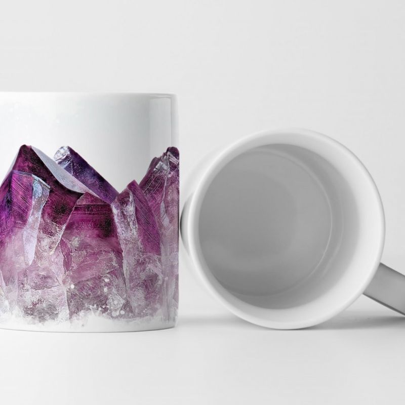 Tasse Geschenk Kristall in pink auf weißem Grund