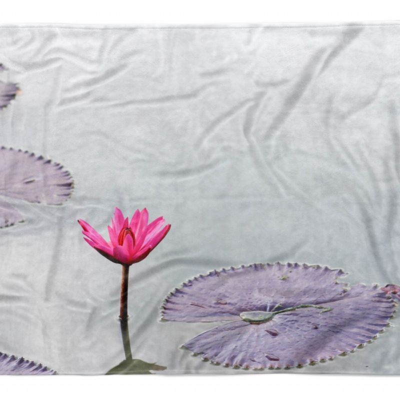 Handtuch Strandhandtuch Saunatuch Kuscheldecke  mit Fotomotiv Lotus Blume Wasser