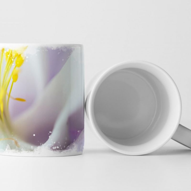 Tasse Geschenk weiße Blüte – lila