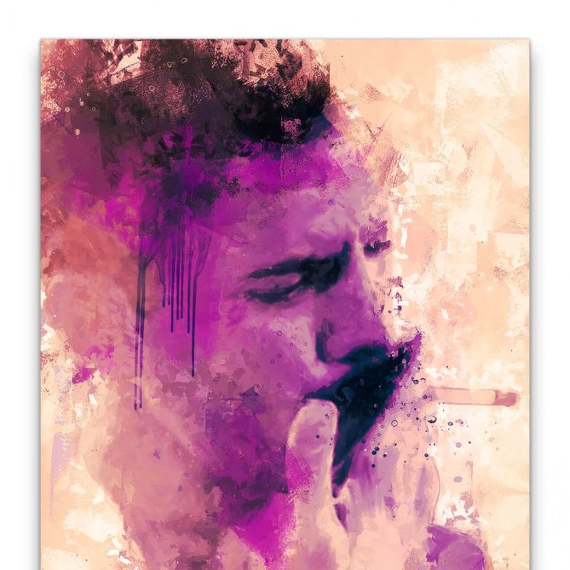 Freddie Mercury Queen Porträt Abstrakt Kunst Musiklegende Rockstar 60x90cm Leinwandbild