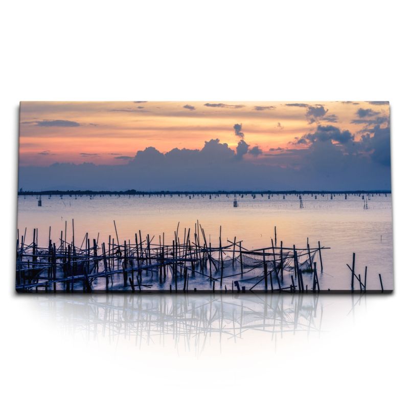 Kunstdruck Bilder 120x60cm Thailand Meer Horizont Abenddämmerung Sonnenuntergang