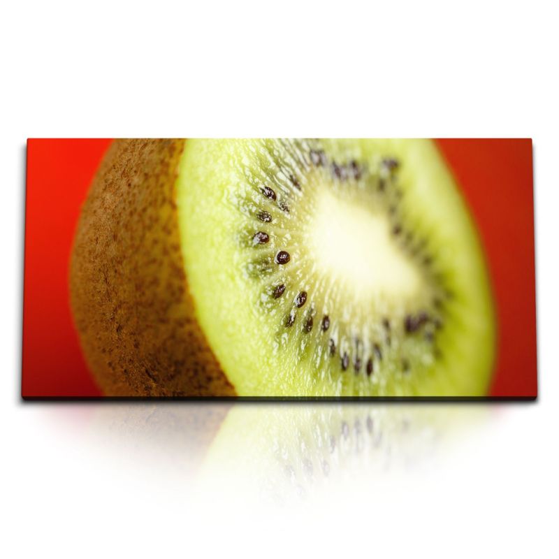 Kunstdruck Bilder 120x60cm Nahaufnahme Kiwi Grün Rot Kunstvoll Küchenbild