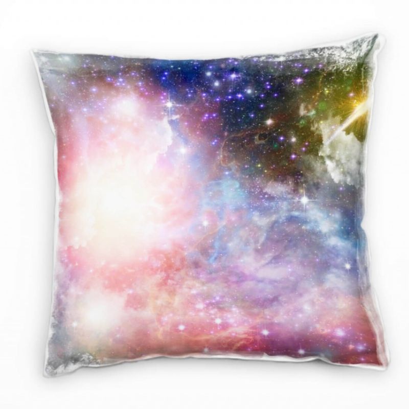 Illustration, Galaxie, pink, blau, gelb, lila Deko Kissen 40x40cm für Couch Sofa Lounge Zierkissen