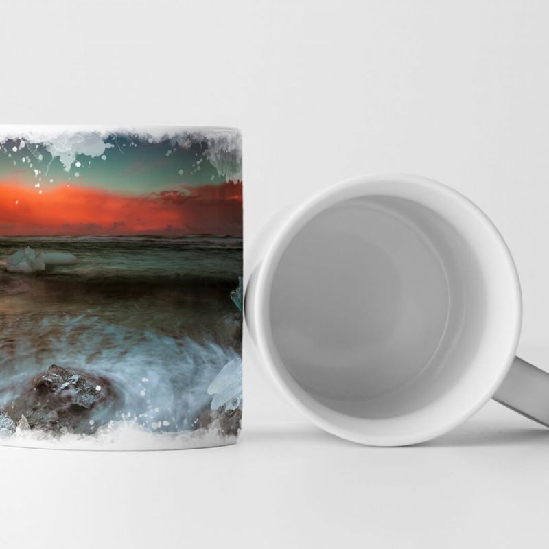 Tasse Geschenk Landschaftsfotografie – Malerischer Strand in Island mit Eisbroken