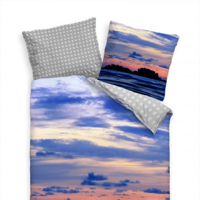 Sonnenuntergang Meer Blau Bettwäsche Set 135×200 cm + 80x80cm  Atmungsaktiv