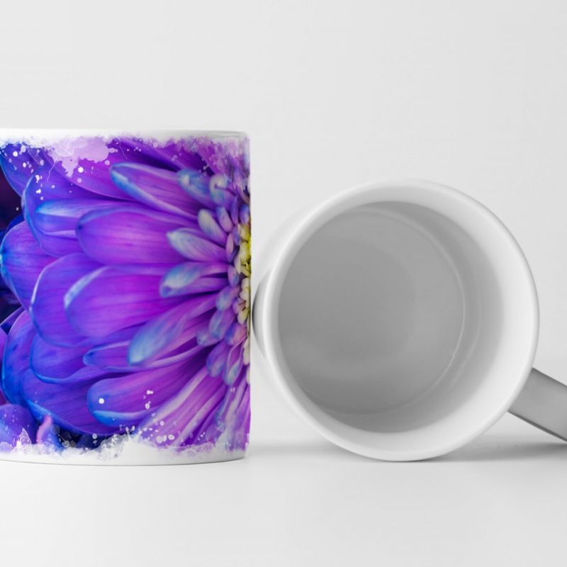 Tasse Geschenk Gerberablumen – lila violett blau