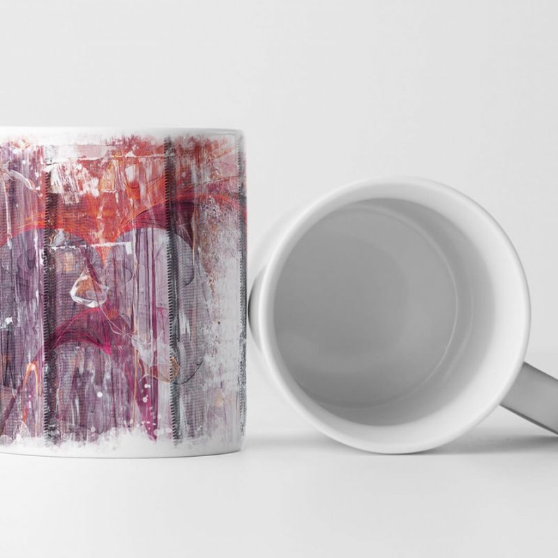 Tasse Geschenk graue Linien, freundliche Farben, rosa, pink, rot