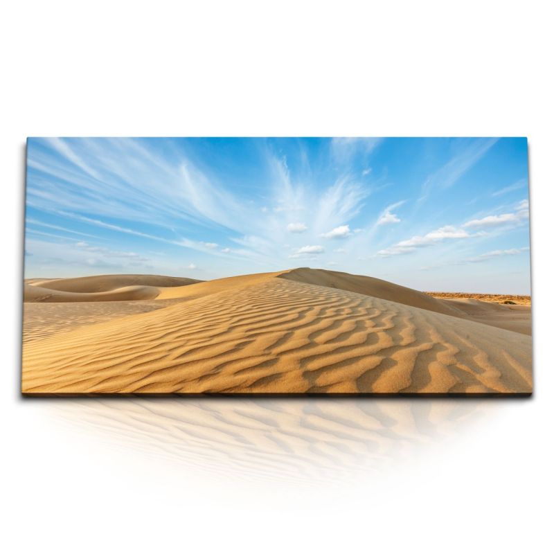 Kunstdruck Bilder 120x60cm Wüste Sanddünen Sahara Sand blauer Himmel