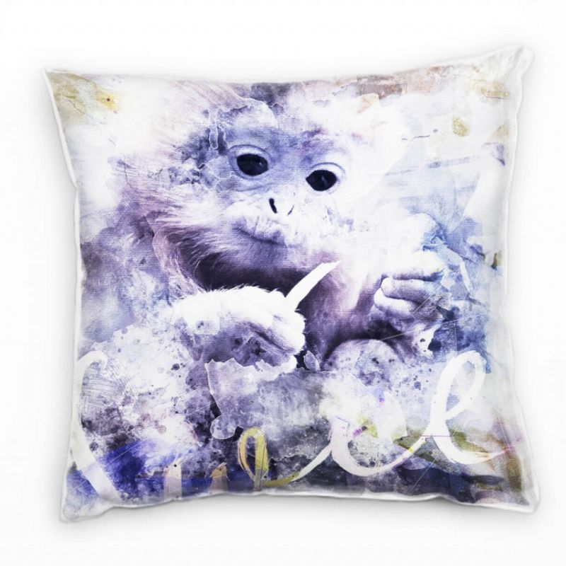 Sweet Monkey Deko Kissen Bezug 40x40cm für Couch Sofa Lounge Zierkissen