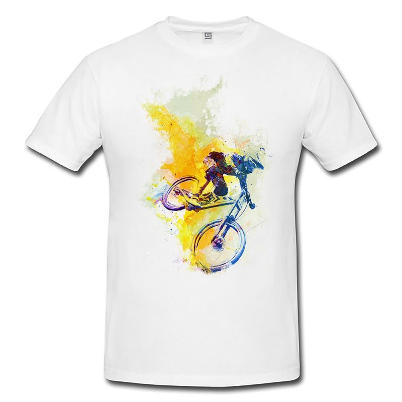 MTB DH  Herren und Damen T-Shirt Sport Motiv aus Paul Sinus Aquarell