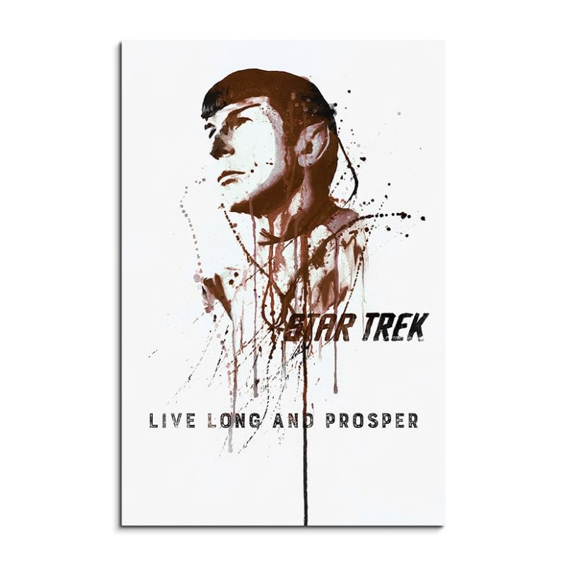 Star Trek Spock 90x60cm Aquarell Art Wandbild auf Leinwand fertig gerahmt Original Sinus Art