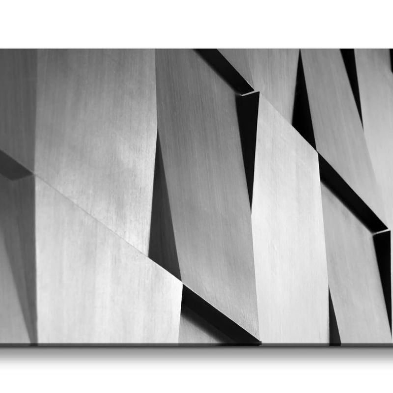 Leinwandbild 120x60cm Architektur Fotokunst Schwarz Weiß moderne Fassade Büro