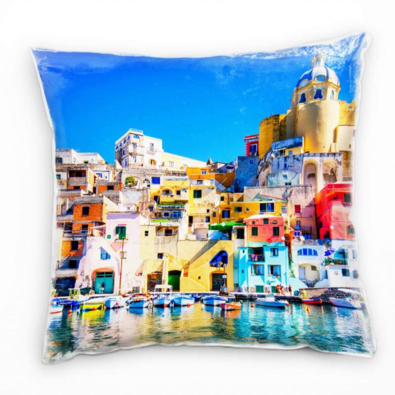 City, bunt, Neapel, Boote, Architektur, Sommer, Italien Deko Kissen 40x40cm für Couch Sofa Lounge Zi