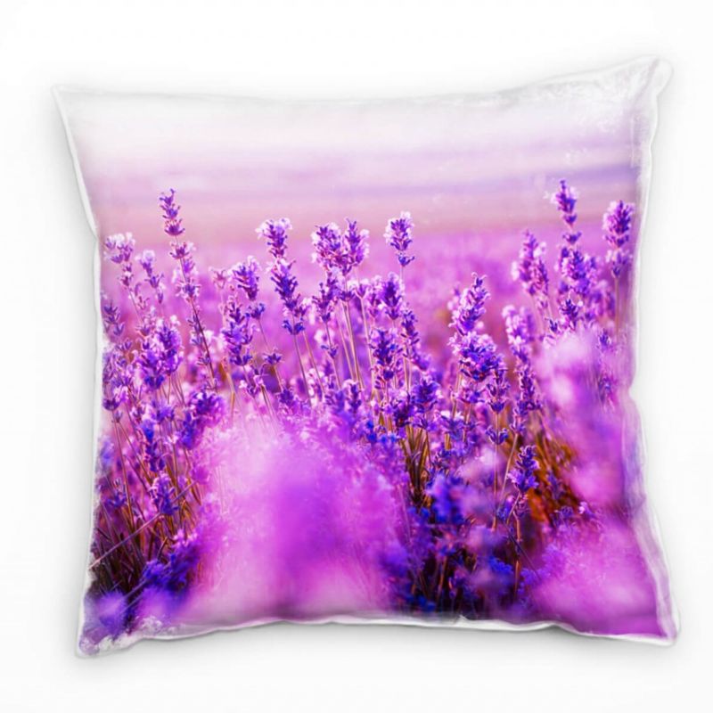 Macro, Blumen, lila, unscharf, helles Motiv Deko Kissen 40x40cm für Couch Sofa Lounge Zierkissen