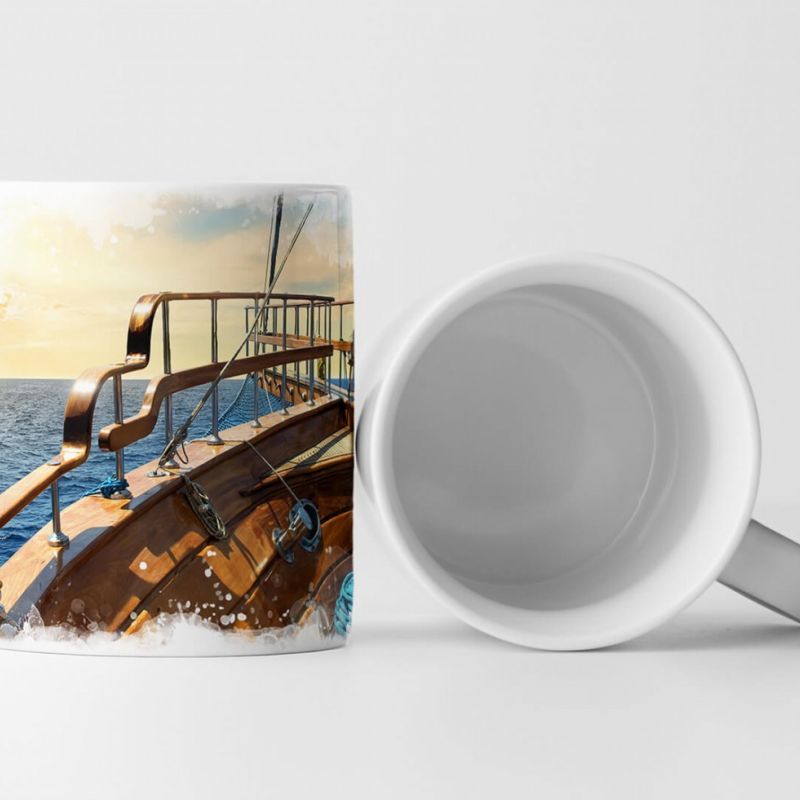 Tasse Geschenk Künstlerische Fotografie – Hölzernes Segelboot