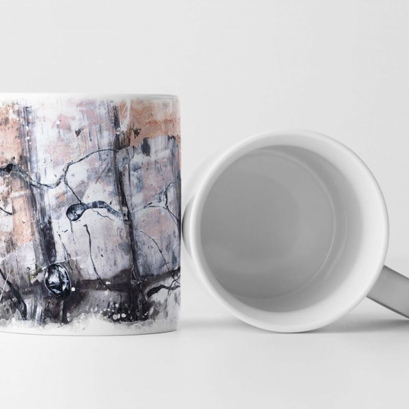 Tasse Geschenk Abstraktion: hell-dunkelgrau, antikweiß, hellperu