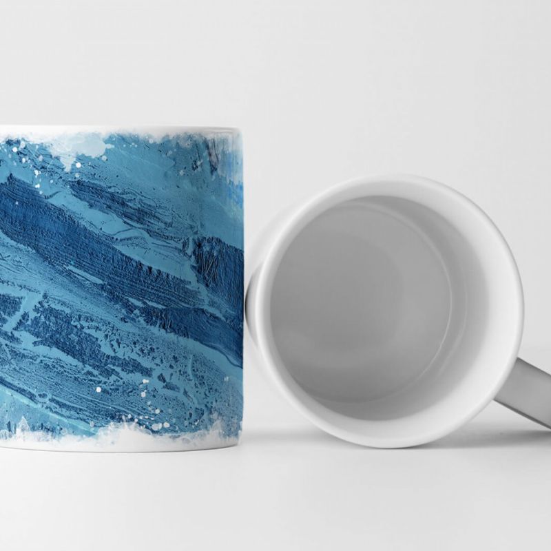 Tasse Geschenk blaue Malerei Optik